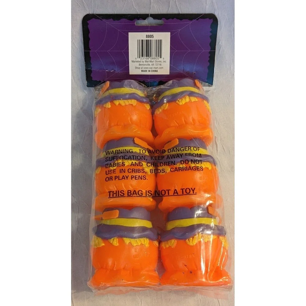 Blow Mold Halloween Pumpkin Mini Buckets Baskets Candy Scarecrow Decor Vtg NOS